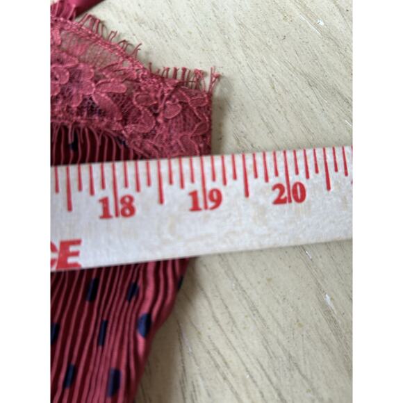 Free People 'Margot' Slip Dress 4 Polka Dot Outer SLIP ONLY Crinkle Pleated Red - Picture 6 of 16